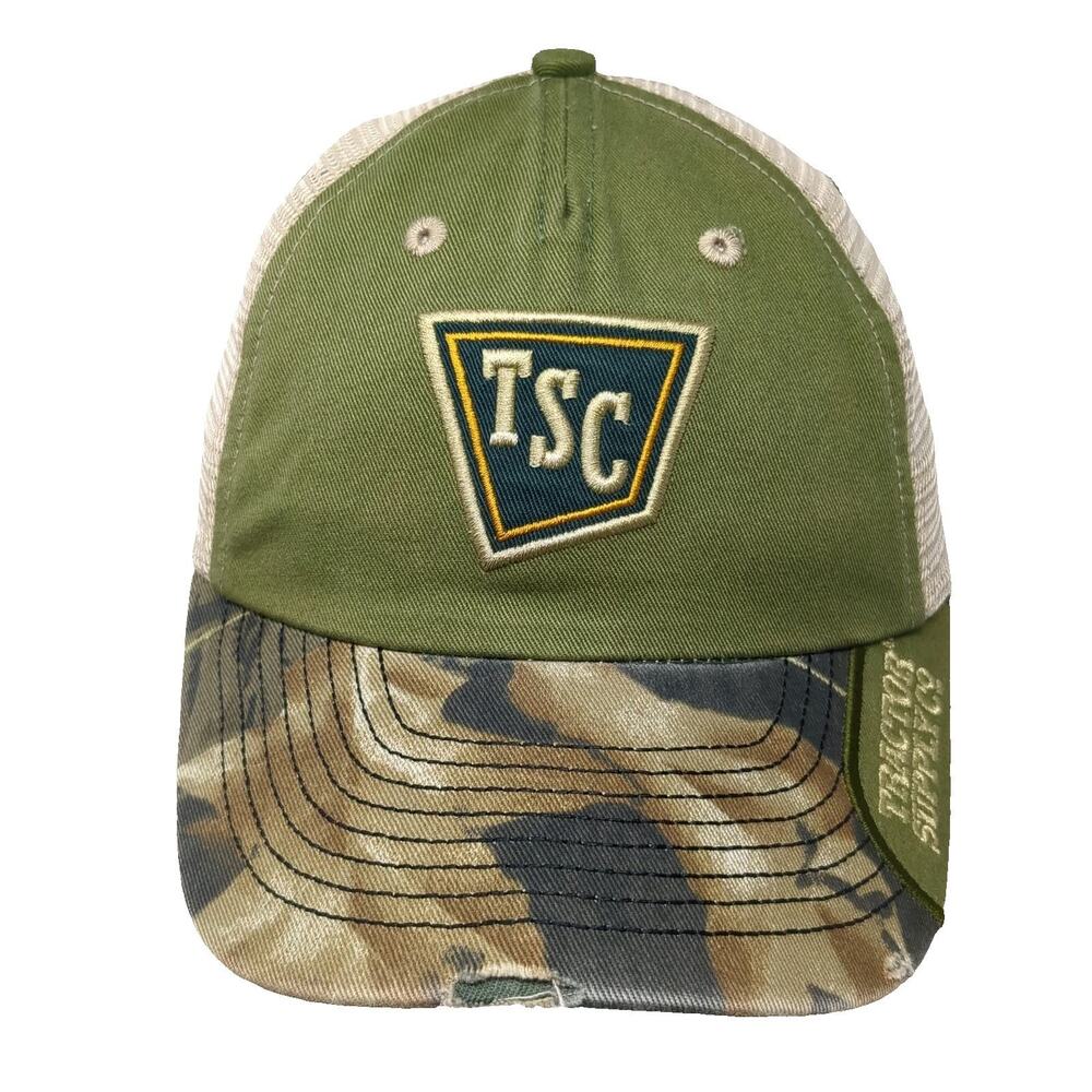 Tractor Supply Co Baseball Cap Green One Size Mesh Back Camo Logo Adjustable Hat